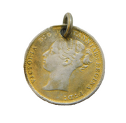 Victorian Sterling Silver Young Head 1885 Threepence Coin Pendant Antique