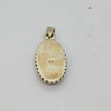 Sterling Silver Oval Turquoise Beaded Edge Charm Or Pendant Vintage c1970s