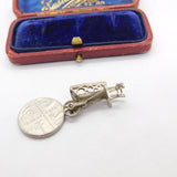 Sterling Silver Ornate Wheelbarrow Charm Pendant Vintage c1970