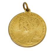 Gold Plated King George V & Queen Mary Coronation Medal Antique 1911