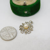 Sterling Silver Heart Shaped Pearl Drop Charm Pendant Vintage c1970
