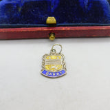 Sterling Silver and Enamel Barry Island Shield Charm Pendant Vintage c1970