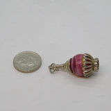 Sterling Silver Glass Set Wine Bottle Charm Pendant Vintage c1970s