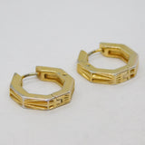 Pair of Sterling Silver Gilt Diamond Set Hexagonal Huggy Earrings Vintage c2000