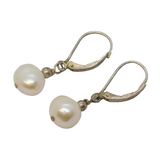 Sterling Silver & Cultured Pearl Set Drop Earrings Vintage c1970s