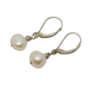 Sterling Silver & Cultured Pearl Set Drop Earrings Vintage c1970s