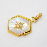 Sterling Silver Gilt, Crystal & Pearl Set Spinner Charm Pendant Vintage c1970s