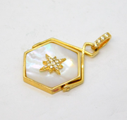Sterling Silver Gilt, Crystal & Pearl Set Spinner Charm Pendant Vintage c1970s