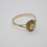 Sterling Silver Oval Howlite Set Patterned Dress Ring Vintage c1970 Size N 1/2