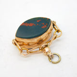 Edwardian 9ct Gold, Bloodstone & Carnelian Spinner Fob Pendant Antique c1910