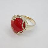 Sterling Silver Carnelian Art Nouveau Style Statement Ring Vintage c1970 Size S