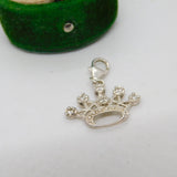 Sterling Silver Crown Paste Set Charm Pendant Vintage c1970