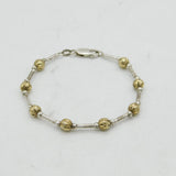 Italian Sterling Silver & Gilt Beaded Bracelet Vintage c1970 18cm Length