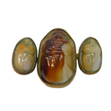 19th Century Rolled Gold Carved Hardstone Scarab Beetle Egyptian Brooch Antique
