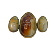 19th Century Rolled Gold Carved Hardstone Scarab Beetle Egyptian Brooch Antique
