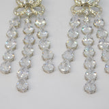 Pair of Large Sterling Silver Crystal Set Sparkling Statement Earrings Vintage