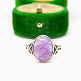 Sterling Silver Amethyst Celtic Style Ring Vintage c1970 Size R 1/2