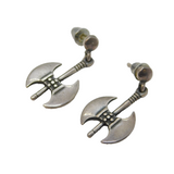 Sterling Silver Battle Axe Form Stud Drop Earrings Vintage c2000s