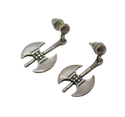 Sterling Silver Battle Axe Form Stud Drop Earrings Vintage c2000s