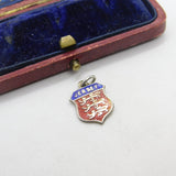Sterling Silver and Enamel Jersey Travel Shield Charm Pendant Vintage c1970