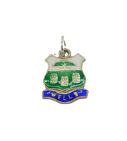 Sterling Silver Wells Enamel Shield Travel Souvenir Charm Vintage c1970s