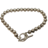 Sterling Silver Ball Form Studio Bracelet Heart Clasp Vintage c2000