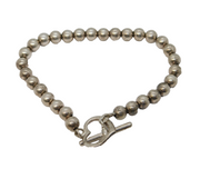 Sterling Silver Ball Form Studio Bracelet Heart Clasp Vintage c2000