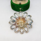 Sterling Silver Filigree Form Floral Brooch Pin Vintage c1970