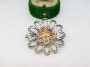 Sterling Silver Filigree Form Floral Brooch Pin Vintage c1970