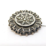 Victorian Sterling Silver Starburst Pattern Mourning Brooch Antique c1880s