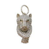 Sterling Silver Sparkling Paste Set Lion Statement Pendant Vintage c2000s