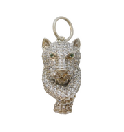 Sterling Silver Sparkling Paste Set Lion Statement Pendant Vintage c2000s