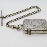 Victorian Sterling Silver Graduating Watch Chain & Vesta Case Antique Birmingham