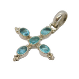 Sterling Silver & Blue Topaz Set Drop Pendant Vintage c1970s