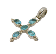 Sterling Silver & Blue Topaz Set Drop Pendant Vintage c1970s