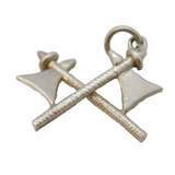 Sterling Silver Crossed Axes Charm Pendant Vintage c1970s