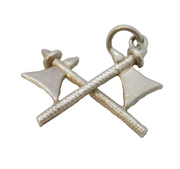 Sterling Silver Crossed Axes Charm Pendant Vintage c1970s