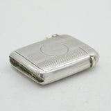Edwardian Sterling Silver Engine Turned Vesta Case Antique 1908 Birmingham