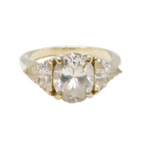 Sterling Silver 3 CZ Sparkling Cocktail Ring Vintage c1990 Size M