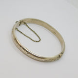 Sterling Silver Floral Pattern Hinged Bangle Bracelet Vintage 1966 Birmingham