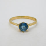 9ct Yellow Gold & 0.5ct Blue Zircon Solitaire Ring Vintage Birmingham