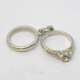 Sterling Silver Wedding Engagement Ring Charm Pendant Vintage c1970