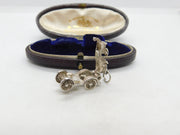 Sterling Silver Old Fashioned Openable Auto Car Charm Pendant Vintage c1970