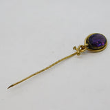 Victorian Rolled Gold & Amethyst Set Floral Stick Pin Antique c1880s
