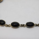 Sterling Silver & Onyx Set Panel Bracelet Vintage c1970s