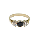 Sterling Silver Sapphire & Spinel Engagement Band Ring Vintage c1970 Size O