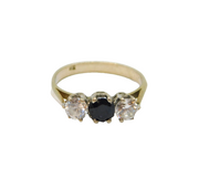 Sterling Silver Sapphire & Spinel Engagement Band Ring Vintage c1970 Size O