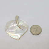 Sterling Silver Cut Natural Shell Heart Pendant Vintage c1970