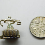 Sterling Silver Old Fashioned Telephone Charm Pendant Vintage c1970