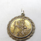 Sterling Silver Yellow Enamel St Christopher Charm Pendant Vintage c1970s